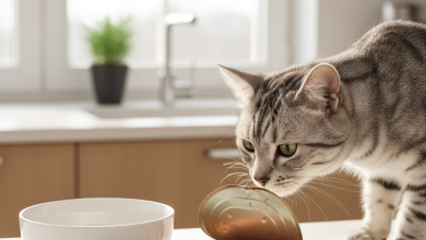 A photorealistic, high-resolution shot of a healthy adult European Shorthair cat with glossy grey tabby fur