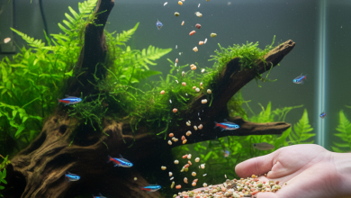 A stunning, photorealistic close-up shot of a vibrant aquarium